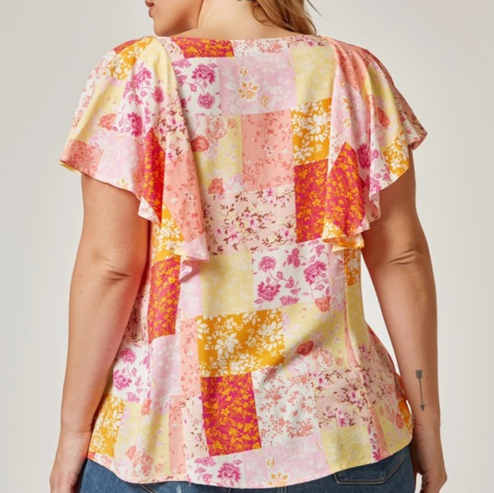 Patchwork Orange Blouse - Picture 2 of 4